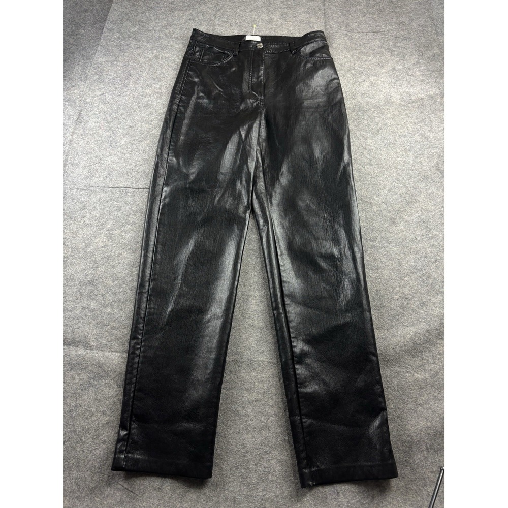 Aritzia Wilfred Women 6 Black The Melina Vegan Leather Straight Leg Pants Classy